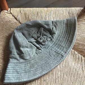 Azalea by Alixx vintage Stylish Olive Green 100% leather Bucket Hat